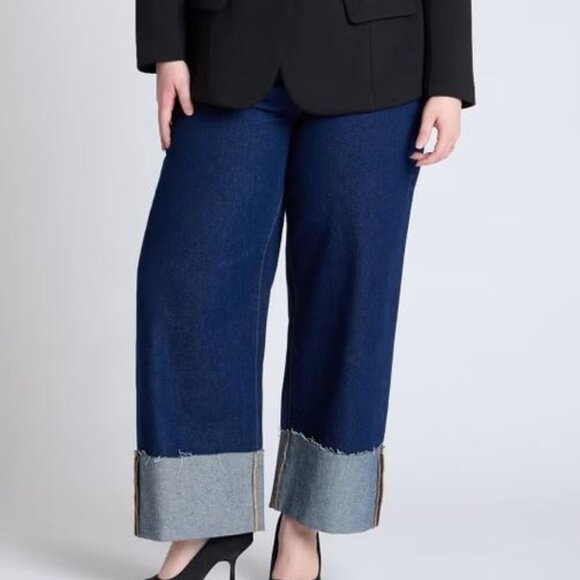 NWT Eloquii Wide Leg Dark Denim Jeans - Picture 1 of 8